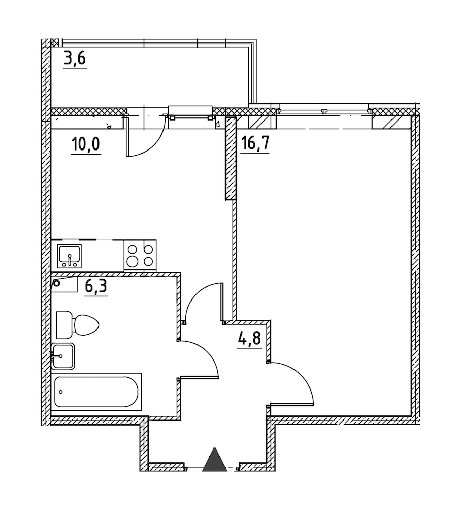 1-комнатная квартира 39.6 м², 1/12 эт., ЖК «Квартал Che»